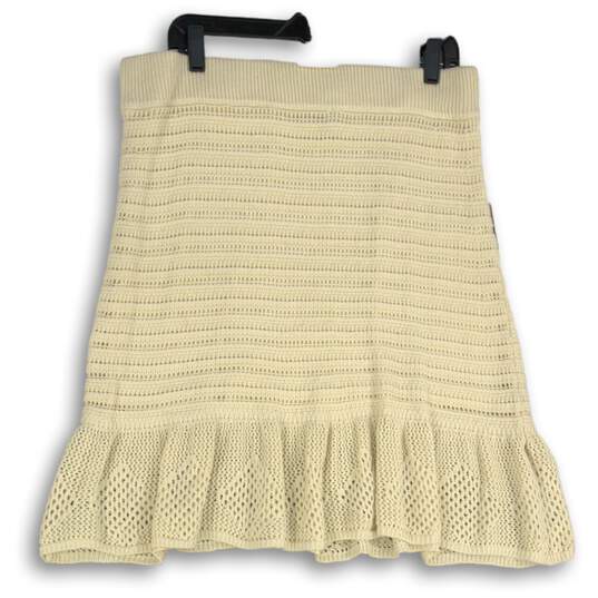 NWT Womens Ivory Crochet Elastic Waist Ruffle Hem Pull-On Mini Skirt Size XL image number 2