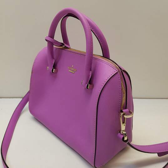 Buy the Kate Spade Cameron Street Lane Leather Satchel Morning Glory Purple