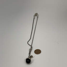 Designer Brighton Silver-Tone Chain Black Stone Pendant Necklace With Bag alternative image