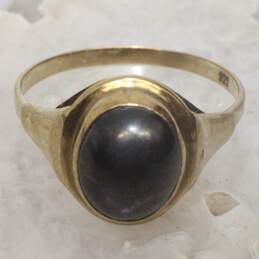 Vintage 8K Yellow Gold Oval Hematite Ring Size 7.75