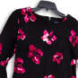 Womens Black Pink Floral Long Bell Sleeve Knee Length Shift Dress Size 9 image number 3
