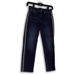 Womens Blue Medium Wash Regular Fit Pockets Denim Straight Jeans Size 23P