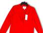 NWT Womens Red Long Sleeve Notch Lapel Button-Front Overcoat Size Large image number 3