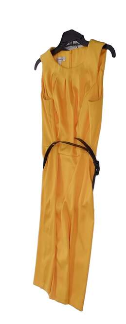 Womens Yellow Sleeveless Round Neck Knee Length Sheath Dress Size 12 alternative image