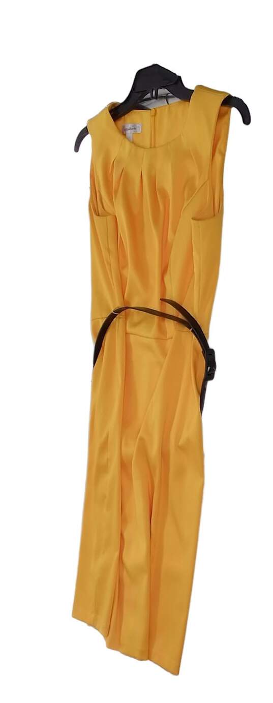Womens Yellow Sleeveless Round Neck Knee Length Sheath Dress Size 12 image number 2