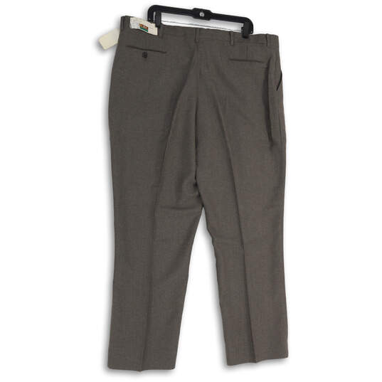 NWT Mens Gray Flat Front Slash Pocket Straight Leg Dress Pants Size 44 image number 2