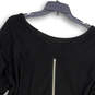 Womens Black Knitted Long Sleeve Round Neck Back Zip Sweater Size X-Large image number 4