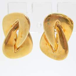 14K Yellow Gold Abstract Omega Pierced Earrings 4.9g alternative image
