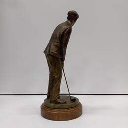 Bronzetone Golfer Sculpture w/ Wooden Base alternative image