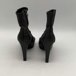 Womens Black Leather Snake Embossed Side Zip Block Heel Ankle Boots Size 14 alternative image