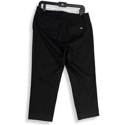 NWT Womens Black Flat Front Welt Pocket Straight Leg Cropped Pants Size 8 alternative image
