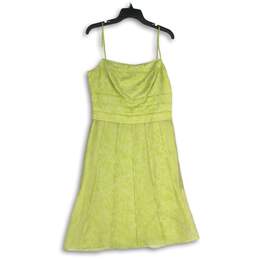 Ann Taylor Womens Green Floral Square Neck Spaghetti Strap A-Line Dress Size S