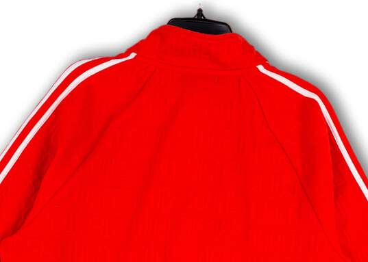 Mens Red Striped Mock Neck Long Sleeve Full-Zip Track Jacket Size XL image number 4