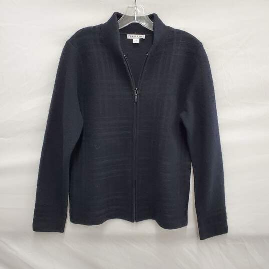 VTG Pendleton WM's Black Full Zip 100% Merino Wool Cardigan Size M image number 1