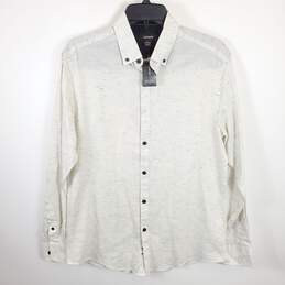 Alfani Men White Printed Button Up Shirt S NWT