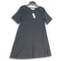 NWT Womens Black Round Neck Short Sleeve A-Line Dress Size Medium image number 1