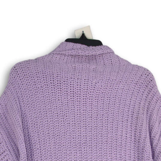 Womens Purple Long Sleeve Turtle Neck Cable Knit Pullover Sweater Size XS image number 4