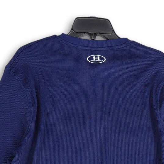NWT Mens Navy Waffle Henley Loose Fit Long Sleeve Pullover T-Shirt Size L image number 4