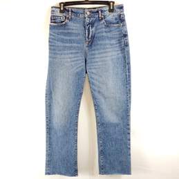 Loft Women Blue Washed Straight Leg Jeans Sz 27