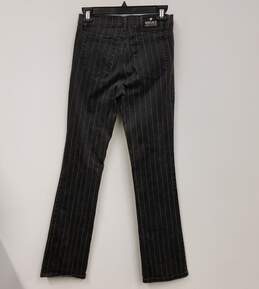 Womens Black Pinstripe Denim Dark Wash Stretch Straight Leg Jeans Sz 28X42