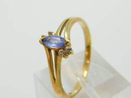 10K Yellow Gold Marquise Cut Tanzanite 0.06 CTTW Diamond Ring 1.6g alternative image