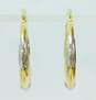 14K White & Yellow Gold Puffed Tapered Hoop Earrings 2.0g image number 5