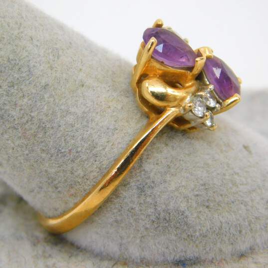 14K Yellow Gold Amethyst 0.16 CTTW Diamond Ring 2.9g image number 4