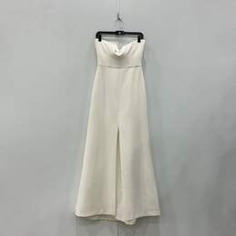 Womens Michaella White Front Slit Strapless Cocktail Maxi Dress Size 4