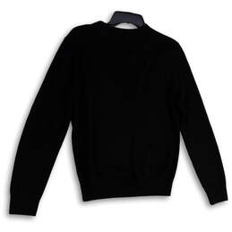 Mens Black Tight-Knit Long Sleeve V-Neck Pullover Sweater Size Small alternative image