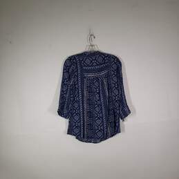 Womens Geometric 3/4 Sleeve Split Neck Pullover Blouse Top Size Medium alternative image