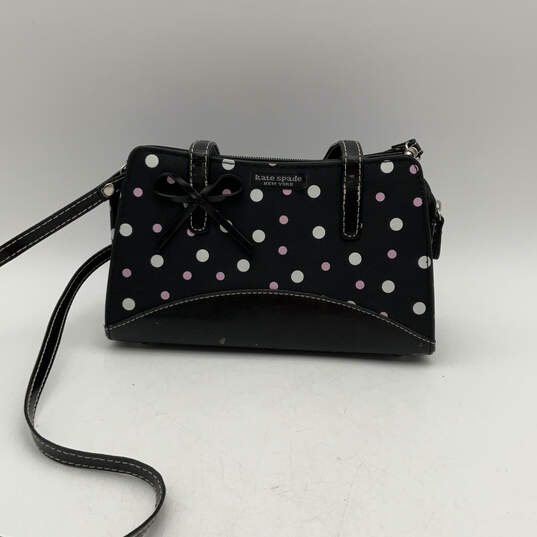 Womens Black Polka Dot Bottom Studs Adjustable Strap Zipper Crossbody Bag image number 1