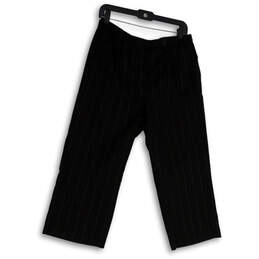 NWT Womens Black Pinstripe Flat Front Pockets Straight Leg Dress Pants 10