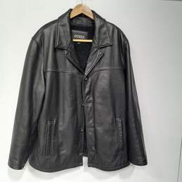 Men's Guess Leather Button-Up Basic Jacket Sz L