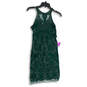 NWT Womens Green Beaded Round Neck Back Zip Knee Length Sheath Dress Size S image number 1