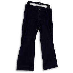Womens Blue Denim Dark Wash Pockets Stretch Wide Leg Jeans Size 30/10P