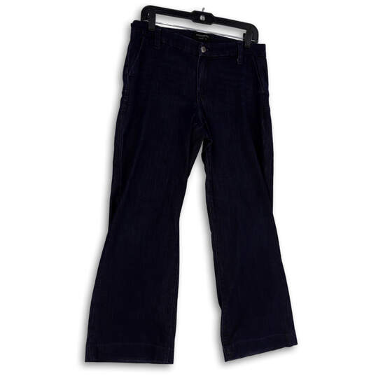 Womens Blue Denim Dark Wash Pockets Stretch Wide Leg Jeans Size 30/10P image number 1