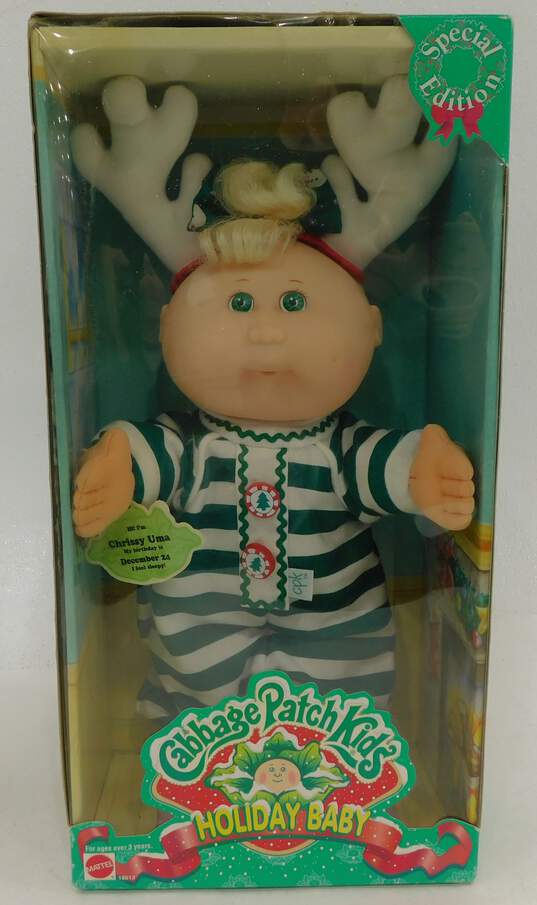 VTG 1998 Mattel Cabbage Patch Kids Holiday Baby Reindeer Antlers Special Edition Doll NIB image number 1