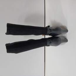 Women's Black Leather Shin High Boots Size 8 alternative image