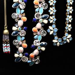 3 J. Crew Gold Tone Jeweled Necklaces & Tassel Pendant Necklace