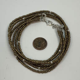Designer Silpada Sterling Silver Bronze Triple Strand Beaded Necklace alternative image