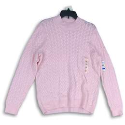 NWT Studio Works Womens Pink Knitted Long Sleeve Pullover Sweater Size XL