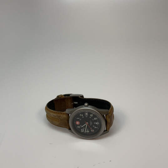 Designer Swiss Army Wenger Silver-Tone Round Dial Analog Wristwatch w/ Box image number 3