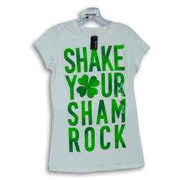 Womens White Short Sleeve Shake Your Sham Rock Graphic T Shirt Size XL