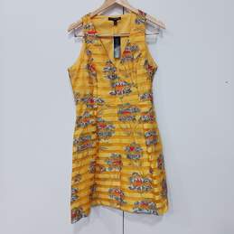 Women's Yellow Stripe Floral Dress Size 12 NWT