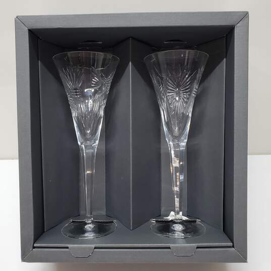 Waterford Set of 2 Crystal Millennium Universal Wish Toasting Champagne Flutes image number 3