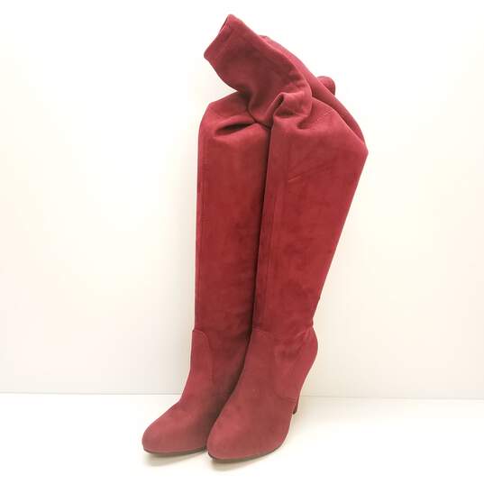 Forever Burgundy Faux Suede Women's Boots Size 7.5 image number 3