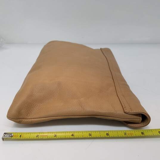 Elaine Turner RACHEL Taupe Leather Envelope Clutch NWT image number 3
