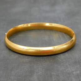 14K Yellow Gold Puffed Hinged Oval Bangle Bracelet 11.6g