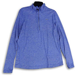 Womens Blue Long Sleeve Quarter Zip Pullover Activewear T-Shirt Size XL