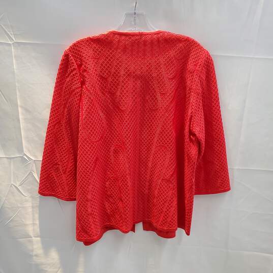 Misook Red Textured 3/4 Sleeve Top Women's Size L image number 2